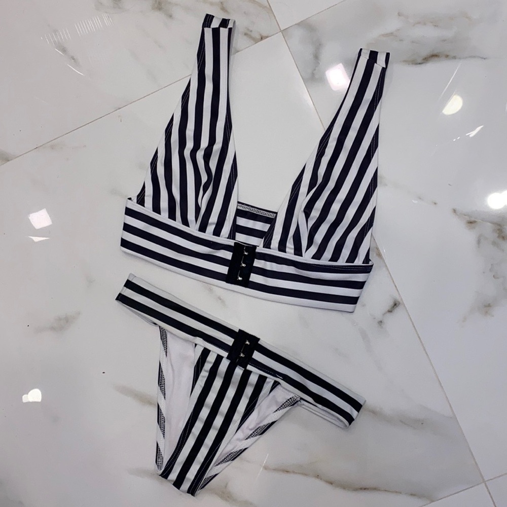 ASOS Black & White Striped Bikini